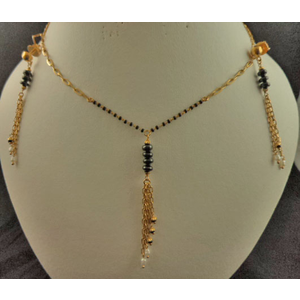 22 Karat Gold Chain Hanging Mangalsutra with Matching Earrings