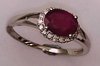 10 Karat White Gold 4 Claws Diamond Ring with Oval Shaped Ruby-diamonds-Lotus Gold