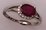 10 Karat White Gold 4 Claws Diamond Ring with Oval Shaped Ruby