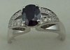 10 Karat White Gold Diamond Shoulder Ring with Oval Shaped Sapphire-diamonds-Lotus Gold