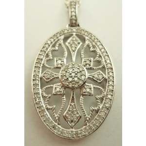925 Sterling Silver Oval Shaped  Pendant with 0.33 Carat Diamonds