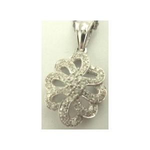 925 Sterling Silver Flower Pendant with 0.20 Carat Diamonds