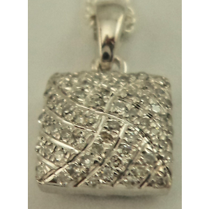 10 Karat White Gold Square Fancy Pendant with 0.15 Carat Diamonds