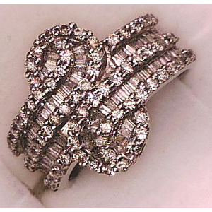 14 Karat Gold with 1.24 Carat Diamond Baguette Cut Double Band Ring