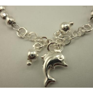 925 Sterling Silver Dolphin Charm Bracelet