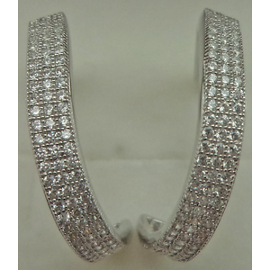 925 Sterling Silver Cubic Zirconia Half Hoop Earring