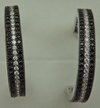 925 Sterling Silver 3 Rows Cubic Zirconia Black Stone Hoops-silver jewellery-Lotus Gold