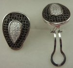 925 Sterling Silver Cubic Zirconia Black Stone Teardrop Hoop Earring -silver jewellery-Lotus Gold