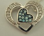 Sterling Silver with 0.15 Carat Diamonds Blue Heart Pendant-diamonds-Lotus Gold