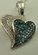 Sterling Silver with 0.33 Carat Blue  Diamonds Double Heart Pendant 