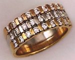 18 Karat Gold with 0.90 Carat Diamond 3 Tone 3 Row Fancy Ring-diamonds-Lotus Gold