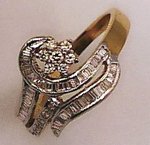 18 Carat Gold with 0.48 Carat Diamond Baguette Cut Flower Ring-diamonds-Lotus Gold