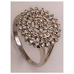 14 Karat White  Gold with 0.66 Carat Diamond Flower Ring