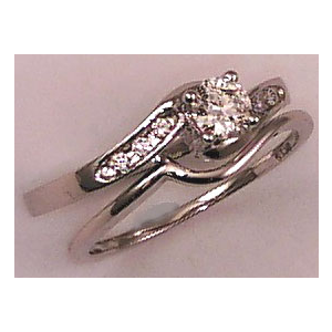 18 Karat White Gold with 0.40 Carat Diamond 2 Pieces Solitaire Curve Ring 