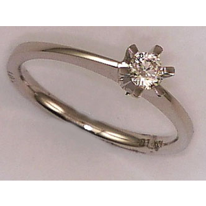 10 Karat White Gold with 0.20 Carat Diamond 6 Claws Solitaire Ring