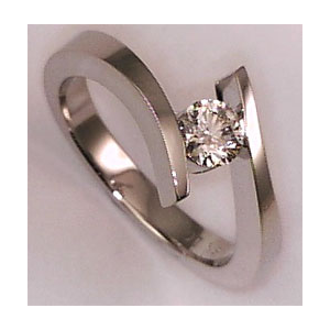 18 Karat White Gold with 0.40 Carat Diamond Tension Setting Twist Ring