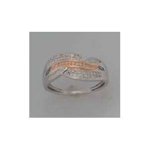 10Karat White and Pink Gold with 0.20 Carat Diamond Fancy Ring