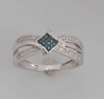 10Karat White Gold with 0.05Carat Blue Diamond Crossover Ring-diamonds-Lotus Gold