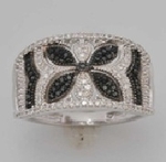 10Karat White Gold with 0.40Carat Black Diamonds Fancy Flower Band-diamonds-Lotus Gold