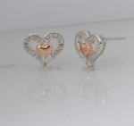 925 Sterling Silver with 0.14Carat Diamonds Heart Shaped Studs-earrings-Lotus Gold