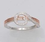 10Karat White and Pink Gold with 0.10Carat Diamond Swirl Ring-diamonds-Lotus Gold
