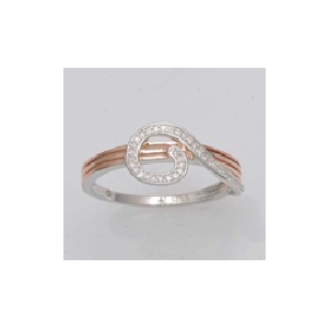 10Karat White and Pink Gold with 0.10Carat Diamond Swirl Ring