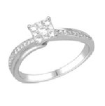 10Karat White Gold with 0.33Carat Diamond Square Cluster Ring-diamonds-Lotus Gold