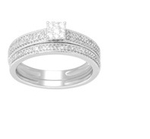 10Karat White Gold with 0.33Carat Diamond Square Cluster Shoulder Ring-rings-Lotus Gold