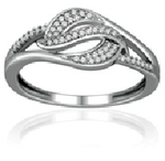 10Karat White Gold with 0.15Carat Diamonds Fancy Twisted Ring-diamonds-Lotus Gold