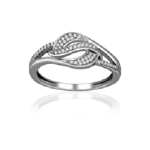 10Karat White Gold with 0.15Carat Diamonds Fancy Twisted Ring