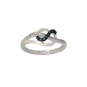 10Karat White Gold with 0.15Carat Diamond10Karat White Gold with 0.15Carat Black Diamonds Fancy Ring