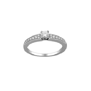 10Karat White Gold with 0.33Carat Diamonds Solitaire Shoulder Ring