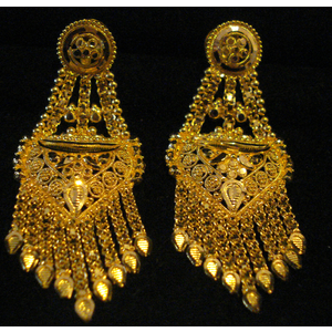 22 Karat Filigree Long Chain Hanging Earring