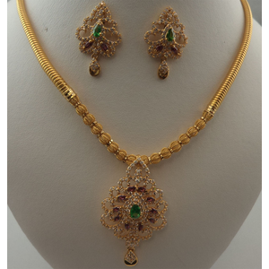 22Karat Gold with Cubic Zirconia, Ruby and Emerald Necklace Set 