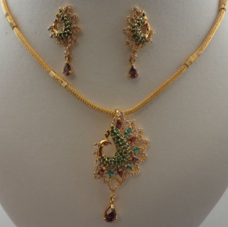 22Karat Gold Peacock Design Multicolour 