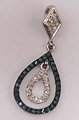 925 Sterling Silver with 0.60Carat Blue Diamonds Teardrop Pendant -diamonds-Lotus Gold
