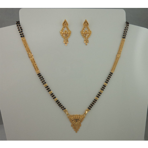 2 Row Gold Mangalsutra with Earring Set