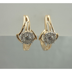 9Karat Yellow Gold with 0.39Carat Diamond Round Hoops