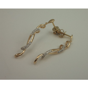 9Karat Gold with 0.16Carat Diamonds Spiral Earrings