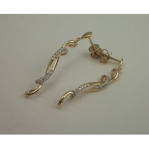 9Karat Gold with 0.16Carat Diamonds Spiral Earrings