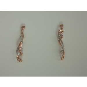 9Karat Rose Gold with 0.16Carat Diamonds Spiral Earrings