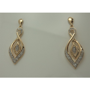 9Karat Yellow Gold with 0.24Carat Diamonds Kite Shaped Earrings