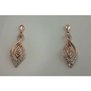 9Karat Rose Gold with 0.24Carat Diamonds Kite Shaped Earrings