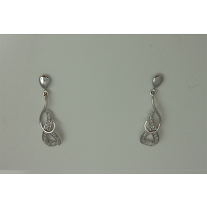 9Karat White Gold with 0.17Carat Diamonds Hanging Earrings 