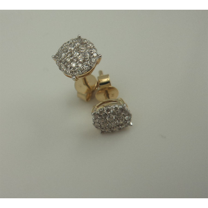 9Karat Yellow Gold with 0.57Carat Diamond Round Cluster Studs