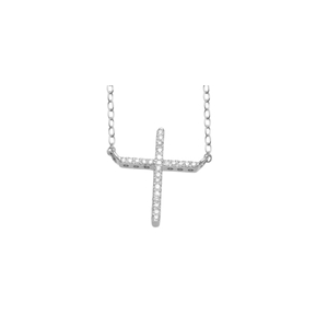 10Kt White Gold 0.08ct Diamond Cross Pendant