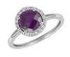 9K White Gold Amethyst Diamond Ring-diamonds-Lotus Gold