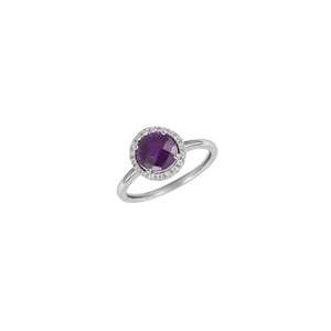 9K White Gold Amethyst Diamond Ring