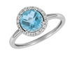 9k White Gold Blue Topaz Diamond Ring -diamonds-Lotus Gold
