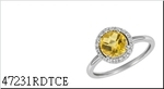 9K White Gold Round Citrene Diamond Ring  -diamonds-Lotus Gold